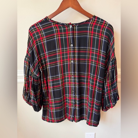 LOFT Christmas plaid blouse - Picture 2 of 6